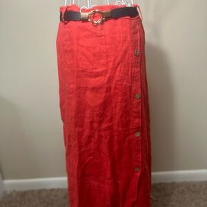 Red Button-Down Skirt